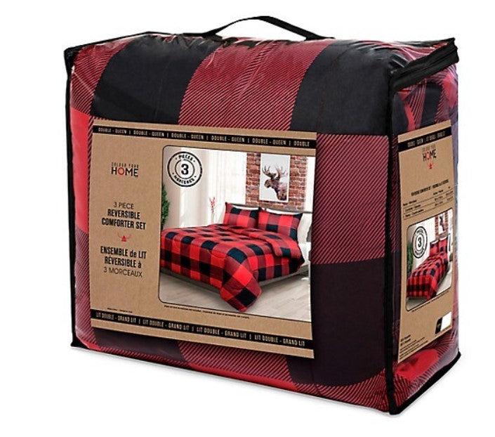 Safdie & Co. Collection Buffalo 2 Piece Comforter Set in Red & Black Plaid, Twin