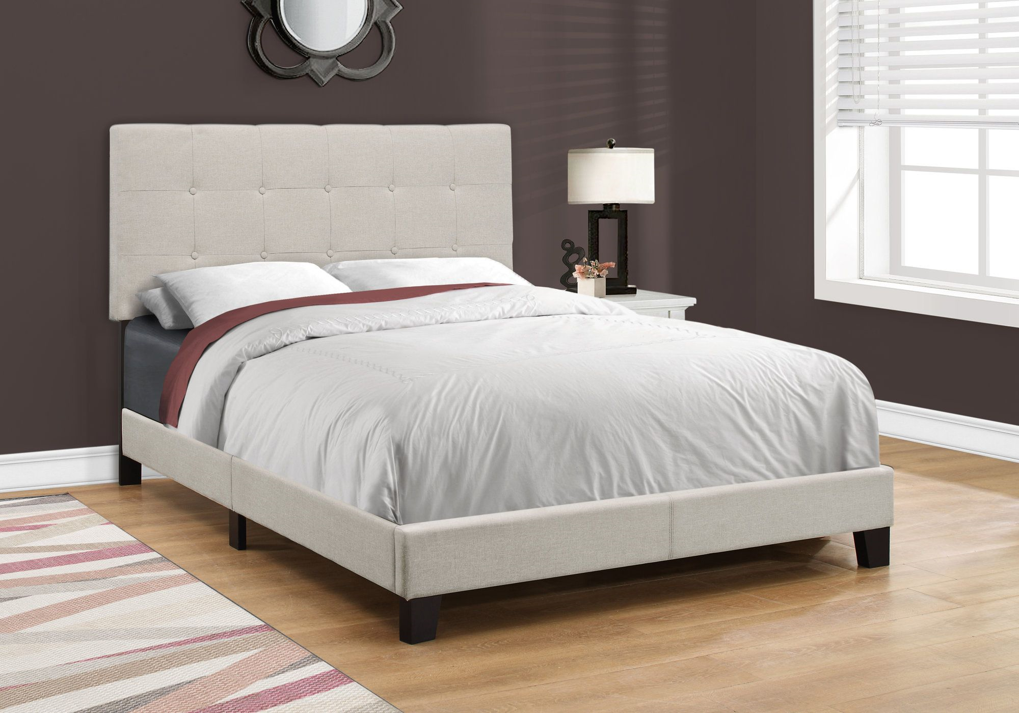 I 5921F - BED - FULL SIZE / BEIGE LINEN BY MONARCH SPECIALTIES INC