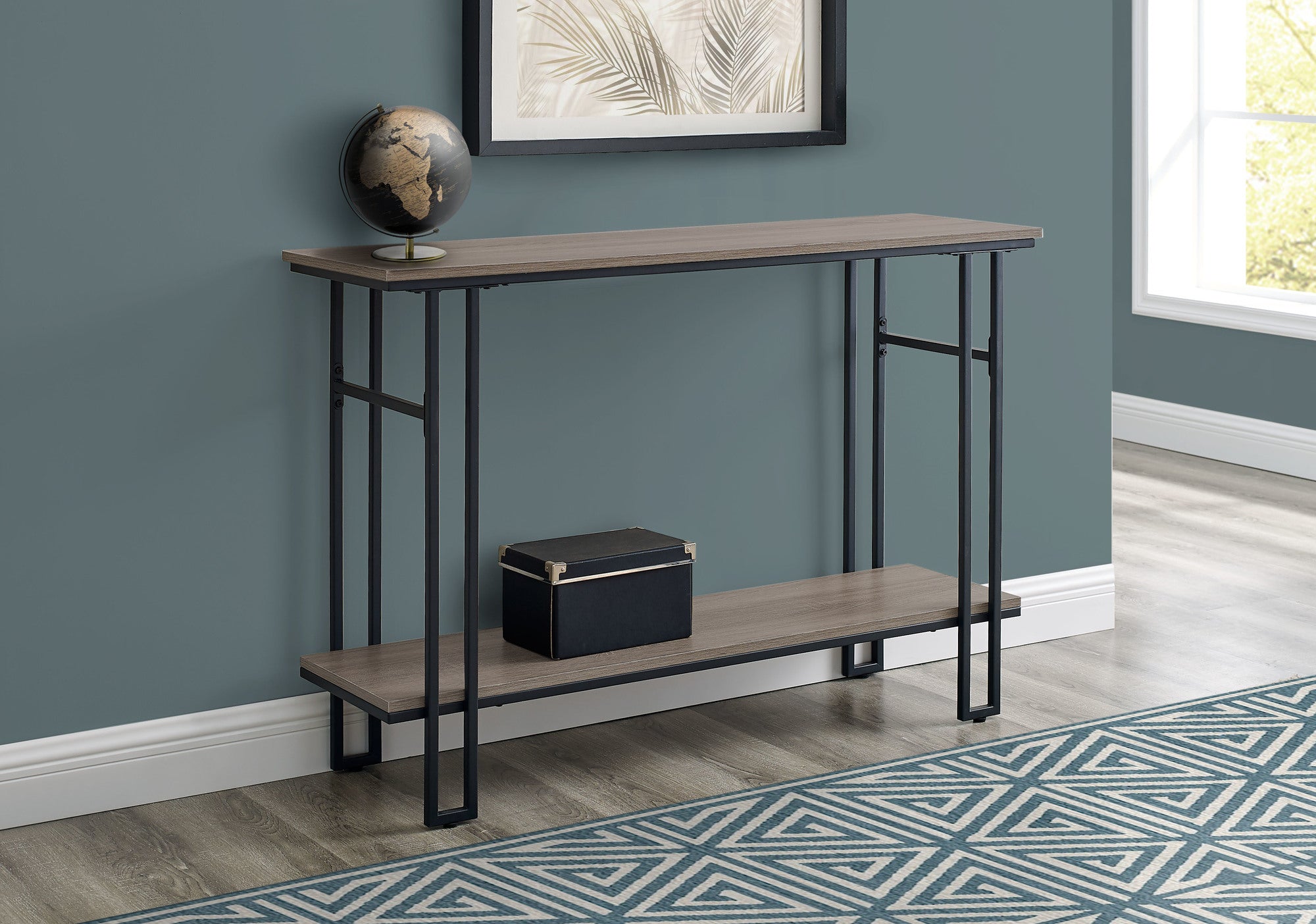 I 3577 - ACCENT TABLE - 48"L / TAUPE / BLACK METAL HALL CONSOLE BY MONARCH SPECIALTIES INC