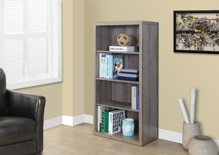 I 7060 - DARK TAUPE RECLAIMED-LOOK 48″H BOOKCASE / ADJ. SHELVES