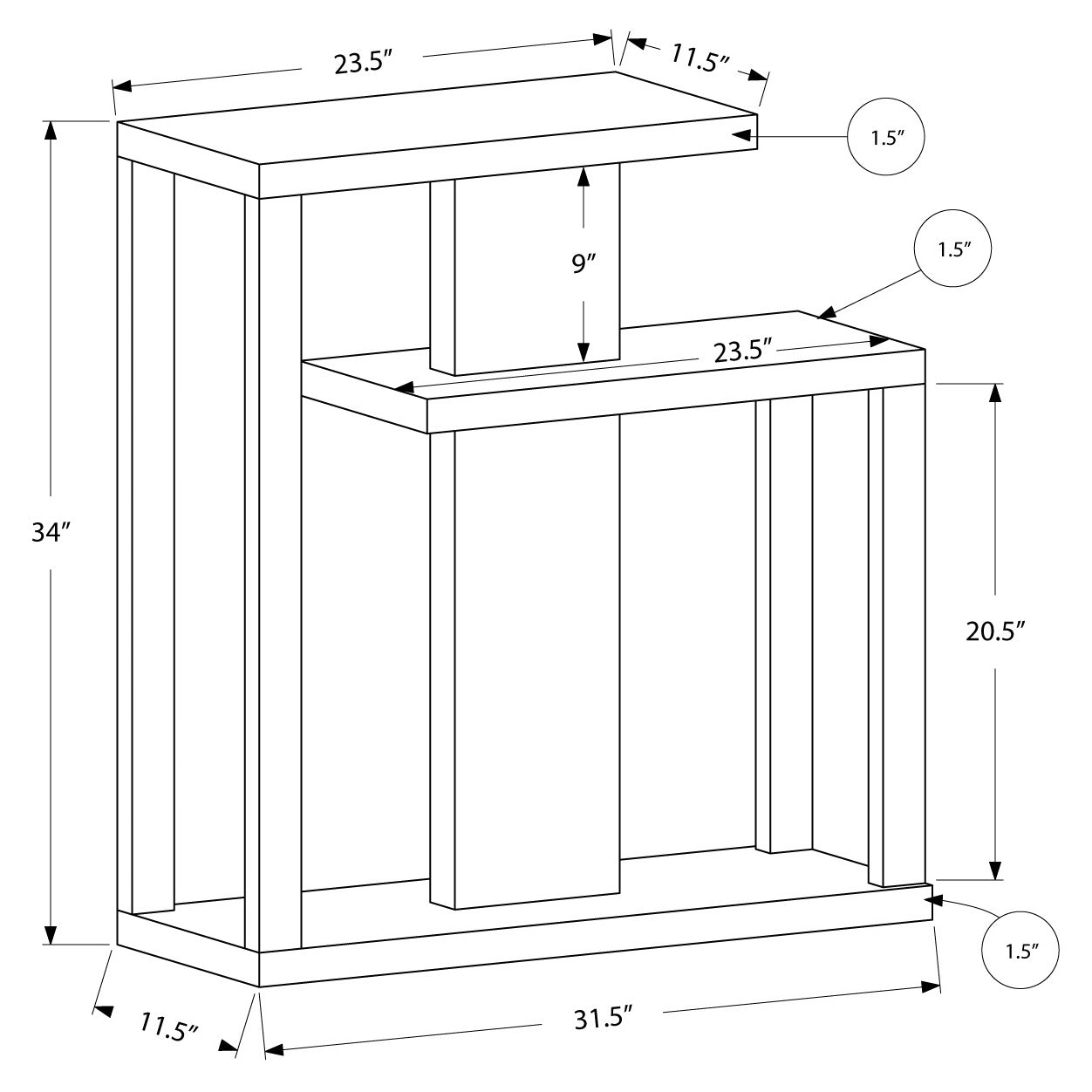 I 2470 - ACCENT TABLE – 32"L / ESPRESSO HALL CONSOLE BY MONARCH SPECIALTIES INC